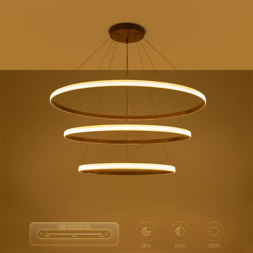 kelvo® DIAMOND KLV-101-0242-V2 Κρεμαστό Φωτιστικό Οροφής LED 150W 15000lm 180° AC 220-240V IP20 Ρυθμιζόμενο Λευκό CCT με Χειριστήριο από 2700K έως 6000K Dimmable - Lumileds SMD Chip - Χρυσό Πλατίνα - Μ100 x Π100 x Υ100cm - 3 Χρόνια Εγγύηση