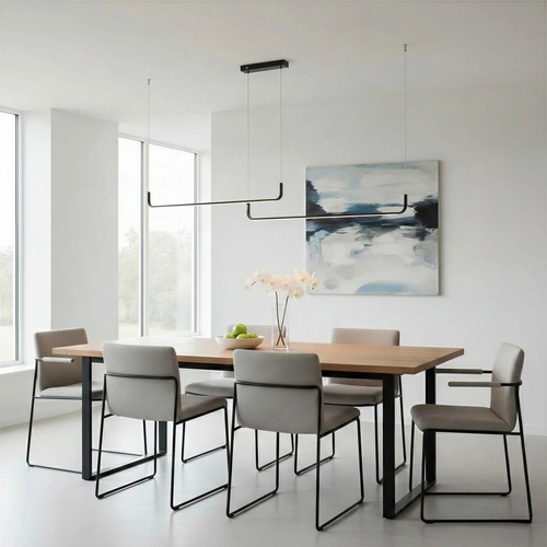 kelvo® LINARIA KLV-101-0258-V2 Κρεμαστό Φωτιστικό Οροφής LED 72W 7200lm 180° AC 220-240V IP20 Ρυθμιζόμενο Λευκό CCT με Χειριστήριο από 2700K έως 6000K Dimmable - Lumileds SMD Chip - Μαύρο Ματ - Μ220 x Π4 x Υ25cm - 3 Χρόνια Εγγύηση