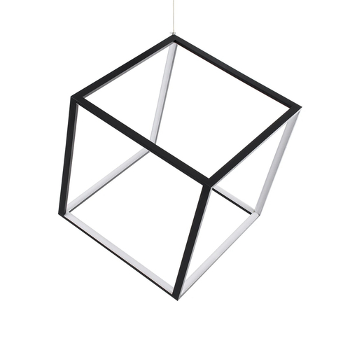 kelvo® KIBOO KLV-101-0261 Κρεμαστό Φωτιστικό Οροφής LED 36W 3600lm 360° AC 220-240V IP20 Ρυθμιζόμενο Λευκό CCT με Χειριστήριο από 2700K έως 6000K Dimmable - Lumileds SMD Chip - Μαύρο Ματ - Μ40 x Π40 x Υ40cm - 3 Χρόνια Εγγύηση