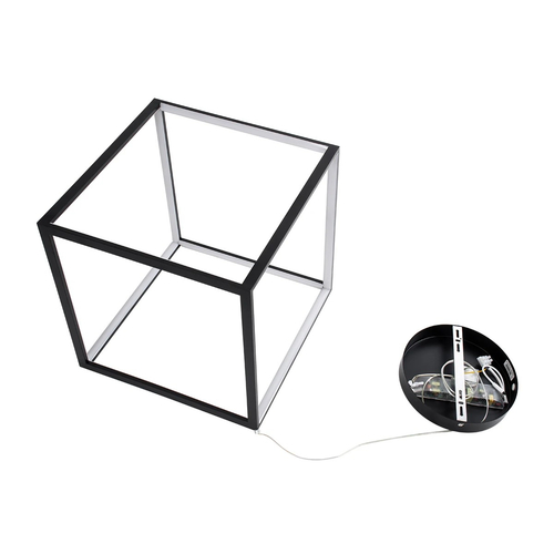 kelvo® KIBOO KLV-101-0261 Κρεμαστό Φωτιστικό Οροφής LED 36W 3600lm 360° AC 220-240V IP20 Ρυθμιζόμενο Λευκό CCT με Χειριστήριο από 2700K έως 6000K Dimmable - Lumileds SMD Chip - Μαύρο Ματ - Μ40 x Π40 x Υ40cm - 3 Χρόνια Εγγύηση