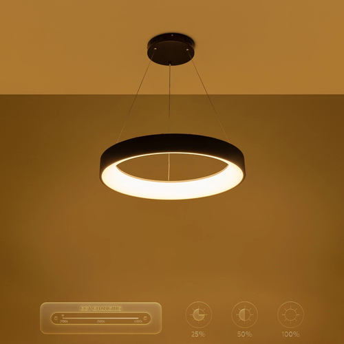 kelvo® SALEM KLV-101-0289 Κρεμαστό Φωτιστικό Οροφής LED 105W 10500lm 120° AC 220-240V IP20 Ρυθμιζόμενο Λευκό CCT με Χειριστήριο από 2700K έως 6000K Dimmable - Lumileds SMD Chip - Μαύρο Ματ - Μ60 x Π60 x Υ6cm - 3 Χρόνια Εγγύηση