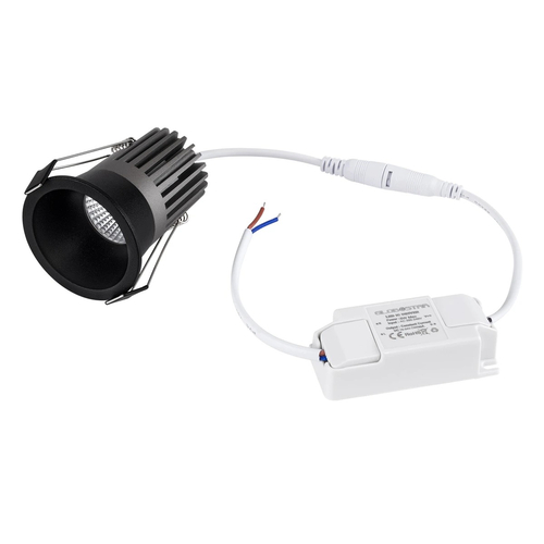 kelvo® DOT KLV-101-0308 Χωνευτό Φωτιστικό Downlight Σποτ LED 7W 910lm 38° AC 220-240V IP20 Φυσικό Λευκό 4500K - Bridgelux COB Chip & TÜV SÜD Driver - Μαύρο Ματ - Μ6 x Π6 x Υ7.8cm / Q5cm - 5 Χρόνια Εγγύηση