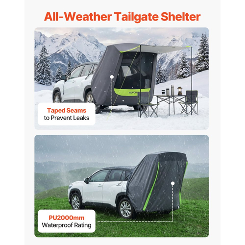 Σκηνή VEVOR SUV με τέντα σκίασης, σκηνή πίσω πόρτας SUV για όλες τις εποχές, αδιάβροχες σκηνές κάμπινγκ PU2000mm με πίσω πόρτα αυτοκινήτου, φορητή σκιά για πίσω πόρτα με τσάντα μεταφοράς για υπαίθρια πεζοπορία
