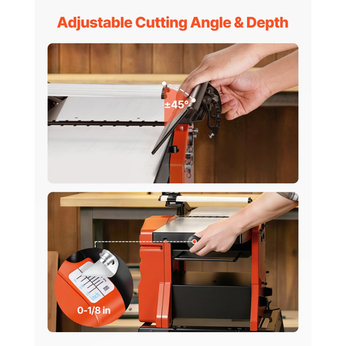 Συνδυασμός Πλάνης και Συνδετήρα Πάγκου VEVOR, 254 mm, 2,4 HP 8000 RPM Ξυλουργική Συνδετήρας Πάγκου με Βάση, Ίσια Κεφαλή Κοπής 2 Λεπίδων, Τραπέζι από Χυτό Αλουμινίου, Ρυθμιζόμενο Βάθος 0-3 mm, για Ξυλουργικές Εργασίες DIY