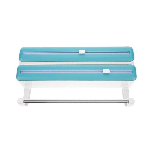 Επιτοίχια βάση ρολού κουζίνας με 2 θήκες-κόφτες για μεμβράνη & αλουμινόχαρτο - 6811 - 170127 - White