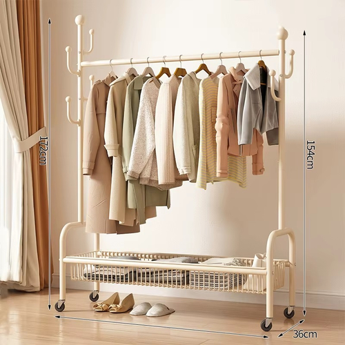 Τροχήλατη κρεμάστρα δαπέδου με ράφι - 120cm - 12006 - 282241 - White