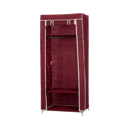 Υφασμάτινη ντουλάπα ρούχων με ράφια - 8875 - 521711 - Dark Red