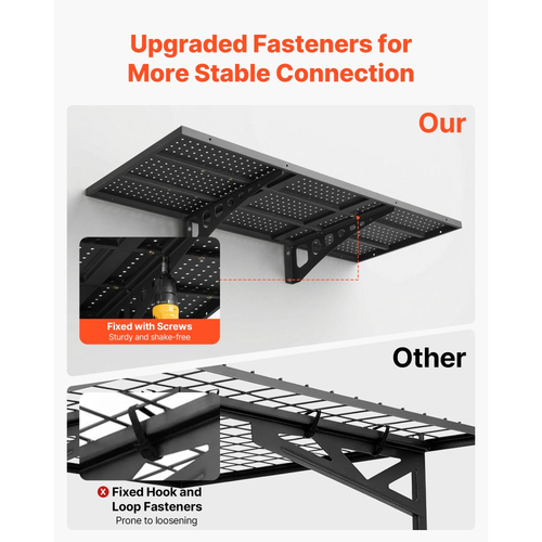 Ράφια τοίχου γκαράζ VEVOR 2 επιπέδων βαρέως τύπου, ατσάλινη μονάδα ραφιών τοίχου 50 x 122 cm, πλωτή μεταλλική βάση αποθήκευσης 500 x 1219 mm ανά ράφι για γκαράζ με συνολική χωρητικότητα βάρους 254 kg, μαύρη