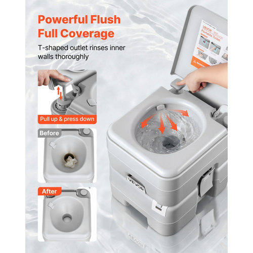 Φορητή τουαλέτα VEVOR, αποσπώμενη δεξαμενή απορριμμάτων 20 λίτρων, 120 ξεπλύματα, τουαλέτα κάμπινγκ για ενήλικες, γιογιό ταξιδιού εξωτερικού χώρου με δείκτη στάθμης, τσάντα μεταφοράς, κατάλληλο για ταξίδια με τροχόσπιτο, κάμπινγκ, πεζοπορία, βαρκάδα, εκδρομές