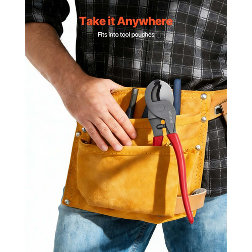 Κόφτης καλωδίων υψηλής μόχλευσης VEVOR, συμπαγής 235 mm, σφυρήλατες λεπίδες και λαβές με επίστρωση PVC, πένσα κοπής καλωδίων βαρέως τύπου για αλουμίνιο 4/0 AWG, μαλακό χαλκό 2/0 AWG και καλώδιο επικοινωνίας 100 ζευγών 24AWG