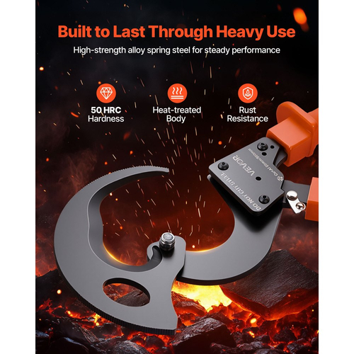 Κόφτης καλωδίων με καστάνια VEVOR, λεπίδες από ελατήριο χάλυβα με λαβές με επίστρωση PVC, κουμπί γρήγορης απελευθέρωσης, κόφτης καλωδίων με καστάνια βαρέως τύπου για κοπή καλωδίων χαλκού και αλουμινίου έως 1000 MCM / 500 mm²