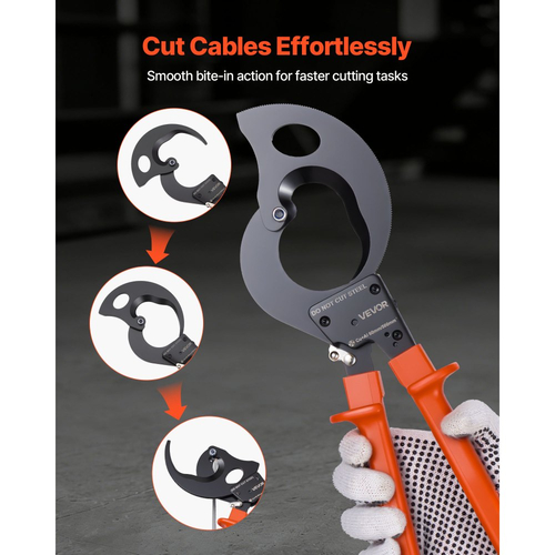 Κόφτης καλωδίων με καστάνια VEVOR, λεπίδες από ελατήριο χάλυβα με λαβές με επίστρωση PVC, κουμπί γρήγορης απελευθέρωσης, κόφτης καλωδίων με καστάνια βαρέως τύπου για κοπή καλωδίων χαλκού και αλουμινίου έως 1000 MCM / 500 mm²