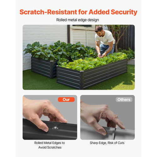 Μεταλλικό υπερυψωμένο παρτέρι VEVOR, εξωτερικό κουτί κήπου Galvalume 2,0 x 1,0 x 0,5 m, ανοιχτού πάτου, μεγάλο υπερυψωμένο παρτέρι για καλλιέργεια λαχανικών, λουλουδιών, βοτάνων και παχύφυτων, γκρι