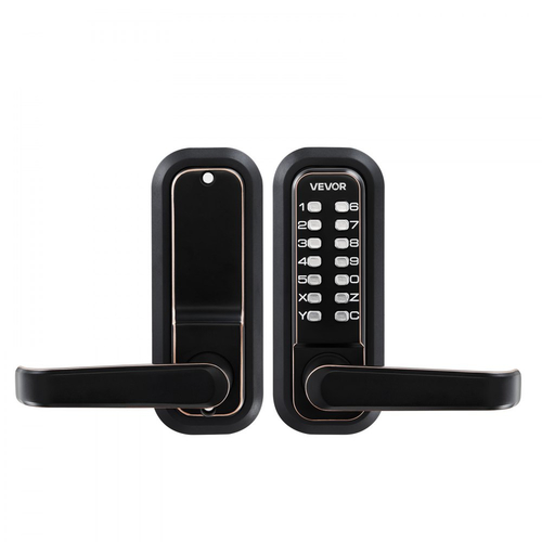 Μηχανική κλειδαριά εισόδου χωρίς κλειδί VEVOR, αναβάθμιση κωδικού 2.0, κωδικός 4-7 ψηφίων, κλειδαριά πόρτας με πληκτρολόγιο μονής όψης και λαβή, αυτόματο κλείδωμα, για εσωτερικό ή εξωτερικό χώρο, μπρούντζος με τριβή λαδιού
