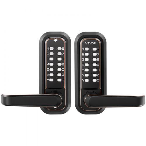Μηχανική κλειδαριά εισόδου χωρίς κλειδί VEVOR, αναβάθμιση κωδικού 2.0, κωδικός 4-7 ψηφίων, κλειδαριά πόρτας με πληκτρολόγιο διπλής όψης με συνδυασμό κουμπιών και λαβή, αυτόματο κλείδωμα, για εσωτερικό ή εξωτερικό χώρο, μπρούντζος με λάδωμα