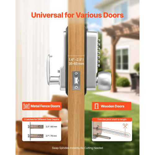 Μηχανική κλειδαριά εισόδου χωρίς κλειδί VEVOR, αναβάθμιση κωδικού 2.0, κωδικός 4-7 ψηφίων, μηχανικό πληκτρολόγιο με συνδυασμό κουμπιών μονής όψης, αυτόματο κλείδωμα, για πύλες κήπου, εσωτερικού ή εξωτερικού χώρου, ασημί