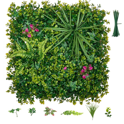 Τεχνητό τοίχο φυτών VEVOR, 12 τεμάχια τεχνητά πάνελ πυξαριού 50,8 x 50,8 cm, προστασία από τον ήλιο, φόντο πρασίνου, φράχτης προστασίας από τον ήλιο, οθόνη τοίχου με ψεύτικο γρασίδι για γάμο, εσωτερικός, εξωτερικός κήπος, αυλή