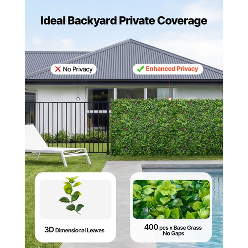 Τεχνητό τοίχο φυτών VEVOR, 16 τεμάχια τεχνητά πάνελ πυξαριού 50,8 x 50,8 cm, προστασία από τον ήλιο, φόντο πρασίνου, φράχτης προστασίας από τον ήλιο, οθόνη τοίχου με ψεύτικο γρασίδι για γάμο, εσωτερικό, εξωτερικό κήπο, αυλή