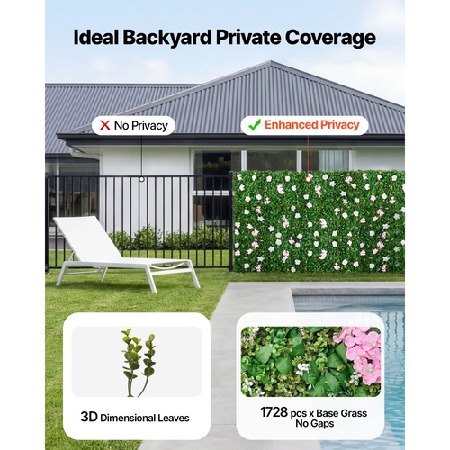 VEVOR Τεχνητό Πολυτελές Φόντο Τοίχου με Λουλούδια, 2 τεμάχια, Κάθε Πάνελ 61 x 243,8 cm, Υπέροχο Τρισδιάστατο Φόντο από Μεταξωτά Λουλούδια Φιλικό προς τα Κατοικίδια, Εύκολη Εγκατάσταση Πάνελ Τοίχου με Λουλούδια για Γάμο, Εκδήλωση, Πάρτι, Διακόσμηση Σπιτιού