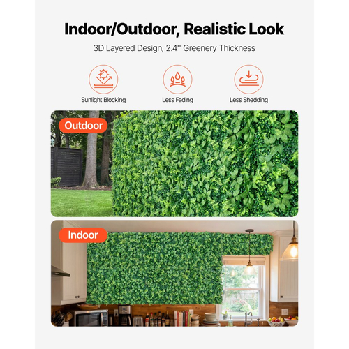 Τεχνητό τοίχο φυτών VEVOR, 4 τεμάχια 61 x 243,8 cm τεχνητά πάνελ πυξαριού, προστασία από τον ήλιο, φόντο πρασίνου, φράχτης προστασίας από τον ήλιο, ψεύτικο γρασίδι για γάμο, εσωτερικό, εξωτερικό κήπο, αυλή