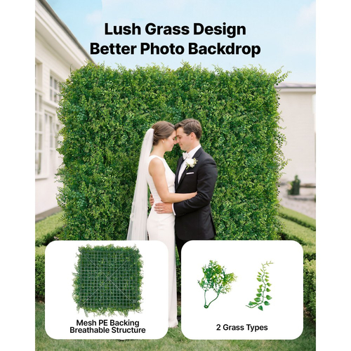 Τεχνητό τοίχο φυτών VEVOR, 12 τεμάχια τεχνητά πάνελ πυξαριού 50,8 x 50,8 cm, προστασία από τον ήλιο, φόντο πρασίνου, φράχτης προστασίας από τον ήλιο, ψεύτικο γρασίδι για γάμο, εσωτερικός, εξωτερικός κήπος, αυλή