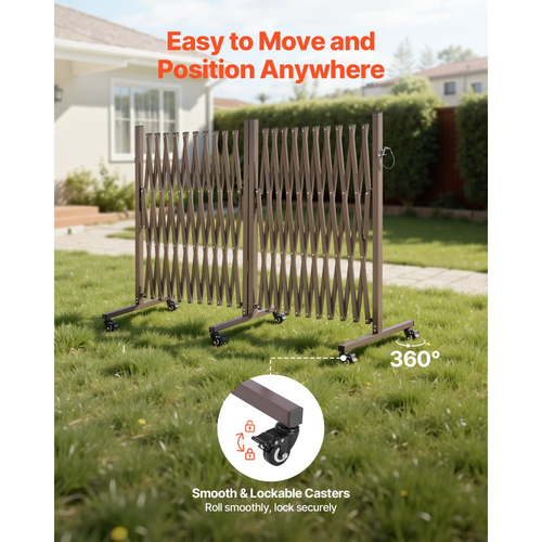 Διπλά επεκτάσιμα οδοφράγματα VEVOR, επεκτάσιμο φράγμα ασφαλείας 8,18 m, περιστρεφόμενο κινητό οδοφράγμα 0-180° με ροδάκια κλειδώματος, φορητή πτυσσόμενη πύλη ασφαλείας για κλιμακοστάσιο κήπου και βεράντας