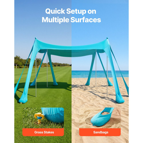 Σκηνή παραλίας VEVOR, προστασία από τον ήλιο UPF50+, ύψος 2 μ., 3x3 μ., εύκολα αναδιπλούμενο στέγαστρο παραλίας με σακούλες άμμου, μπατόν σταθερότητας, φτυάρια άμμου, φορητό σκίαστρο για οικογενειακές εξόδους, κάμπινγκ, ψάρεμα, πράσινο