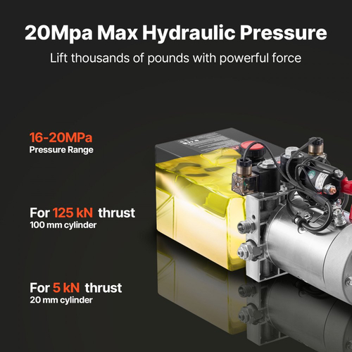 Υδραυλική μονάδα ισχύος VEVOR 4 L, αντλία ρυμούλκησης διπλής ενέργειας, μέγιστη πίεση εκτόνωσης 22 MPa και ρυθμός ροής 3,4 L/min, υδραυλική αντλία DC 12V με μεταλλική δεξαμενή για ανύψωση ρυμούλκας, μαύρη