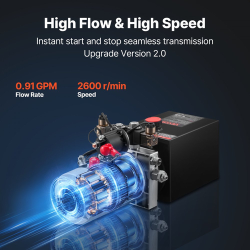 Υδραυλική μονάδα ισχύος VEVOR 4 L, αντλία ρυμούλκησης διπλής ενέργειας, μέγιστη πίεση εκτόνωσης 22 MPa και ρυθμός ροής 3,4 L/min, υδραυλική αντλία DC 12V με μεταλλική δεξαμενή για ανύψωση ρυμούλκας, μαύρη