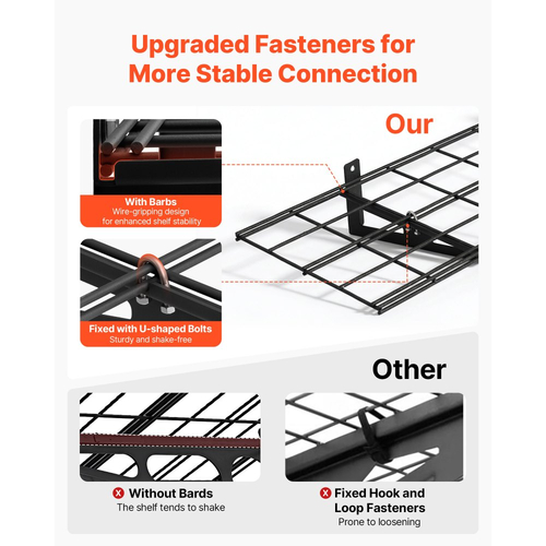 Ράφια τοίχου γκαράζ VEVOR 2 επιπέδων βαρέως τύπου, 4 τεμάχια, μεταλλική μονάδα επιτοίχιας ραφιέρας 305 x 914 mm, πλωτή μεταλλική βάση αποθήκευσης 305 x 1828 mm ανά ράφι για γκαράζ, συνολική χωρητικότητα βάρους 272 kg, μαύρο