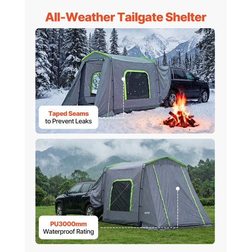 Μεγάλη σκηνή SUV VEVOR για 5–9 άτομα, σκηνή SUV για όλες τις εποχές 3,23 x 2,44μ. με αεριζόμενη πόρτα και παράθυρα με πλέγμα, αδιάβροχες σκηνές αυτοκινήτου διπλής χρήσης PU3000mm για κατασκήνωση, πεζοπορία και οδήγηση σε εξωτερικούς χώρους