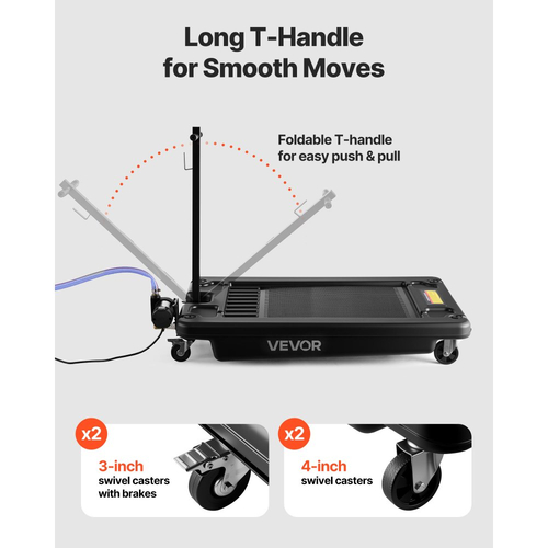 Δοχείο αποστράγγισης λαδιού χαμηλού προφίλ VEVOR, χωρητικότητας 64 λίτρων, περιστρεφόμενο δοχείο αποστράγγισης λαδιού με ηλεκτρική αντλία και σωλήνα 2,2 μ., ανθεκτικό στις διαρροές και στη διάβρωση, κατάλληλο για αυτοκίνητα, SUV, φορτηγά, μοτοσικλέτες, ATV, μεταλλικά οχήματα