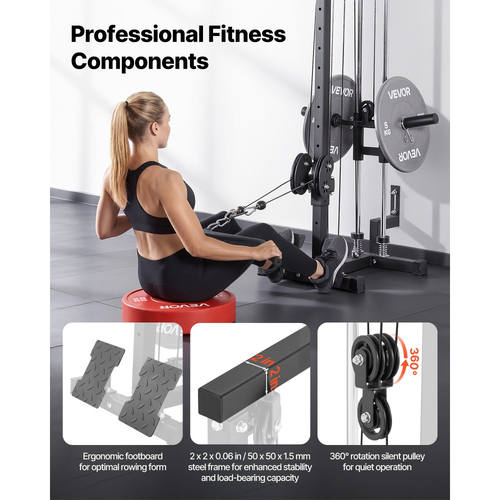 Μηχανή VEVOR LAT Pull Down, Μηχανή καλωδίωσης κωπηλατικής 3 σε 1, Μηχανήματα καλωδίωσης για οικιακό γυμναστήριο με ρύθμιση ύψους 18 επιπέδων, Σχεδιασμός τοποθέτησης σε τοίχο, Φορτίο 227kg Lat Tower για προπονήσεις ολόκληρου του σώματος, Προπόνηση με ένα χέρι