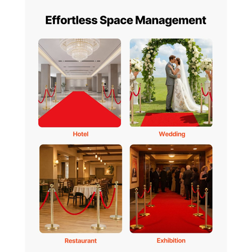 VEVOR 4 τεμάχια σχοινιά κόκκινων βελούδινων ορθοστατών, σχοινιά κόκκινων βελούδινων ορθοστατών ελέγχου πλήθους 1,5 μ. με ασημένια άγκιστρα, σχοινί χαλιού με φράγμα ουράς μετά την ουρά για εκδηλώσεις με χαλιά, κινηματογράφους, μεγάλα εγκαίνια, ξενοδοχεία, πάρτι