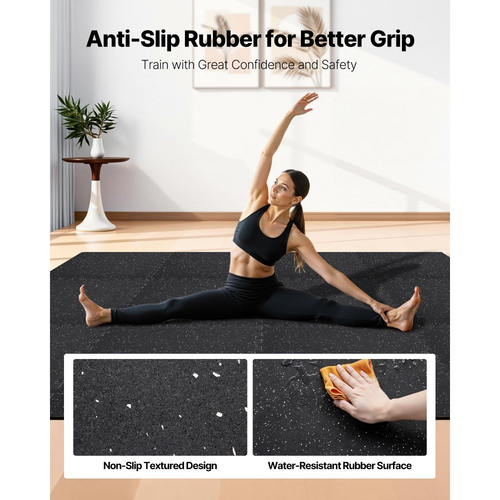 Χαλί άσκησης παζλ VEVOR, 24 τεμάχια χαλάκια εξοπλισμού γυμναστικής, 610 x 610 x 10 mm, Σετ χαλιών αφρού EVA υψηλής πυκνότητας, μαλακά πλακάκια από καουτσούκ που αλληλοσυνδέονται, προστατευτική επένδυση δαπέδου με λευκές κουκκίδες για γυμναστήριο στο σπίτι και γραφείο