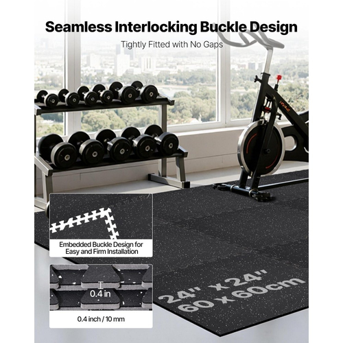 Χαλί άσκησης παζλ VEVOR, 24 τεμάχια χαλάκια εξοπλισμού γυμναστικής, 610 x 610 x 10 mm, Σετ χαλιών αφρού EVA υψηλής πυκνότητας, μαλακά πλακάκια από καουτσούκ που αλληλοσυνδέονται, προστατευτική επένδυση δαπέδου με λευκές κουκκίδες για γυμναστήριο στο σπίτι και γραφείο