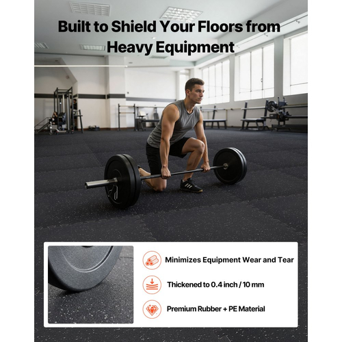 Χαλί άσκησης παζλ VEVOR, 24 τεμάχια χαλάκια εξοπλισμού γυμναστικής, 610 x 610 x 10 mm, Σετ χαλιών αφρού EVA υψηλής πυκνότητας, μαλακά πλακάκια από καουτσούκ που αλληλοσυνδέονται, προστατευτική επένδυση δαπέδου με γκρι κουκκίδες για γυμναστήριο στο σπίτι και γραφείο