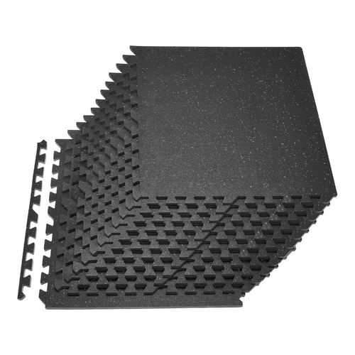 Χαλί άσκησης παζλ VEVOR, 24 τεμάχια χαλάκια γυμναστικής, 610 x 610 x 14 mm, Σετ χαλιών αφρού EVA υψηλής πυκνότητας, μαλακά πλακάκια από καουτσούκ που αλληλοσυνδέονται, προστατευτική επένδυση δαπέδου με γκρι κουκκίδες για γυμναστήριο στο σπίτι και γραφείο