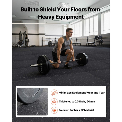 Χαλί άσκησης παζλ VEVOR, 12 τεμάχια χαλάκια εξοπλισμού γυμναστικής, 610 x 610 x 20 mm, Σετ χαλιών αφρού EVA υψηλής πυκνότητας, μαλακά πλακάκια από καουτσούκ που αλληλοσυνδέονται, προστατευτική επένδυση δαπέδου με γκρι κουκκίδες για γυμναστήριο στο σπίτι και γραφείο