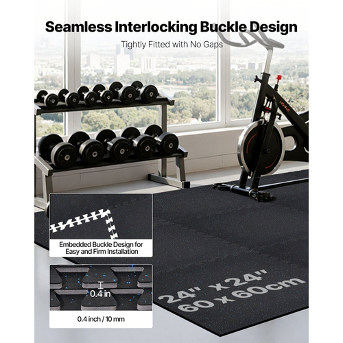 Χαλί άσκησης παζλ VEVOR, 24 τεμάχια χαλάκια εξοπλισμού γυμναστικής, 610 x 610 x 10 mm, Σετ χαλιών αφρού EVA υψηλής πυκνότητας, μαλακά πλακάκια από καουτσούκ που αλληλοσυνδέονται, προστατευτική επένδυση δαπέδου με μπλε κουκκίδες για γυμναστήριο στο σπίτι και γραφείο