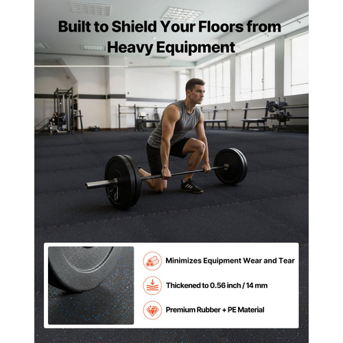 Χαλί άσκησης παζλ VEVOR, 24 τεμάχια χαλάκια εξοπλισμού γυμναστικής, 610 x 610 x 14 mm, Σετ χαλιών αφρού EVA υψηλής πυκνότητας, μαλακά πλακάκια από καουτσούκ που αλληλοσυνδέονται, προστατευτική επένδυση δαπέδου με μπλε κουκκίδες για γυμναστήριο στο σπίτι και γραφείο