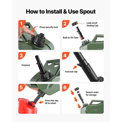 Μεταλλικό δοχείο καυσίμου VEVOR, 20 λίτρα, δοχείο καυσίμου Jerry με στόμιο και άνετη λαβή, μέγιστη ροή 6 λίτρα/λεπτό, στεγανό και ανθεκτικό στη διάβρωση μεταλλικό ρεζερβουάρ βενζίνης για τα περισσότερα αυτοκίνητα, μοτοσικλέτα, ATV, UTV, πράσινο