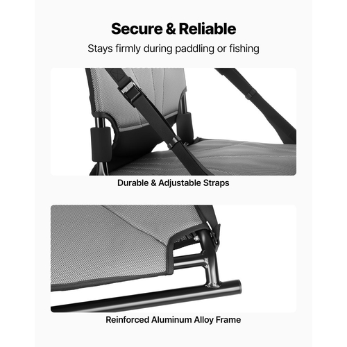Κάθισμα καγιάκ VEVOR, 1 πακέτο 34 mm υπερυψωμένο ύψος, πτυσσόμενο κάθισμα κανό γενικής χρήσης με ρυθμιζόμενη στήριξη πλάτης, ρυθμιζόμενους ιμάντες και πλαίσιο από κράμα αλουμινίου για καγιάκ και κανό με δυνατότητα καθίσματος/ψαρέματος/φουσκωτά