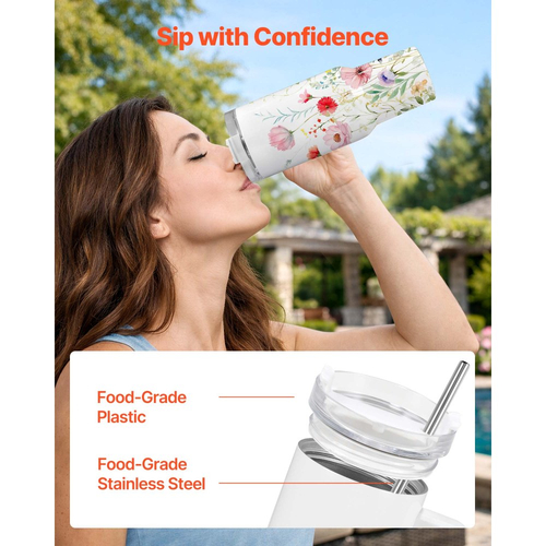 Ποτήρια εξάχνωσης VEVOR, συσκευασία των 8, Ποτήρια χύμα των 1183 mL με λαβή, Ποτήρια εξάχνωσης από ανοξείδωτο ατσάλι με καπάκια και καλαμάκια, Διπλό τοίχωμα με μόνωση, για εξατομικευμένη προσαρμογή DIY