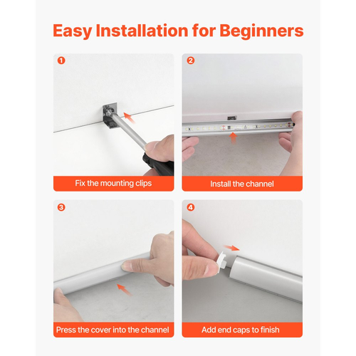 VEVOR 20 τεμάχια καναλιού αλουμινίου LED σχήματος V 3,3 ft/1M, με γαλακτώδες κάλυμμα, καπάκια και κλιπ στερέωσης, προφίλ αλουμινίου για εγκαταστάσεις λωρίδων LED, εύκολη εγκατάσταση, για κάτω από τον πάγκο ντουλαπιού