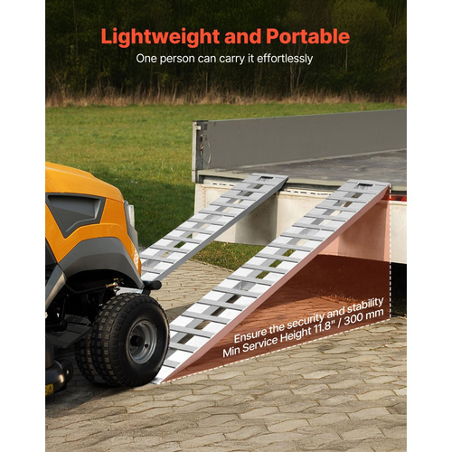 Ράμπες Φόρτωσης VEVOR, 2 τεμάχια 2745 x 380 mm, Σετ ράμπας ρυμούλκησης από ανθεκτικό αλουμίνιο και βαρέως τύπου με αντιολισθητικές πλάκες, Συνδυασμένη χωρητικότητα 4535,9 kg, για καρότσια, γεωργικά τρακτέρ, ATV, χλοοκοπτικά, μοτοσικλέτες