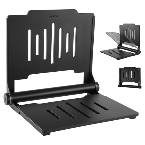 Πτυσσόμενο κάθισμα ντους VEVOR για τοποθέτηση στον τοίχο, πτυσσόμενος πάγκος ντους 452 mm με υποστηρικτική πλάτη, πλαστικό πτυσσόμενο κάθισμα διαδρόμου μπάνιου με πλαίσιο από ανοξείδωτο ατσάλι για ενήλικες και ηλικιωμένους, φόρτωση 180 kg