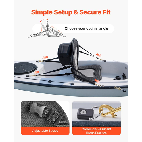 Κάθισμα καγιάκ VEVOR, 1 πακέτο πάχους 12 mm, Κάθισμα σανίδας γενικής χρήσης με στήριξη πλάτης, Μαλακό μαξιλάρι καθίσματος στην κορυφή με τσάντα αποθήκευσης και ρυθμιζόμενους ιμάντες για SUP, κανό, σκάφος ψαρέματος, φουσκωτό καγιάκ