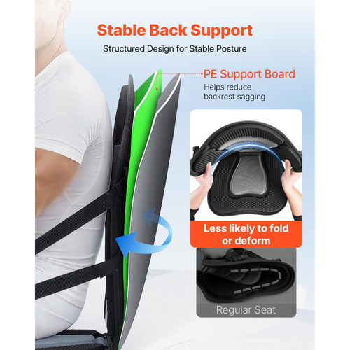 Κάθισμα καγιάκ VEVOR, 1 πακέτο πάχους 65 mm, Κάθισμα σανίδας γενικής χρήσης με στήριξη πλάτης, Μαλακή επένδυση καθίσματος στην κορυφή με τσάντα αποθήκευσης και ρυθμιζόμενους ιμάντες για SUP, κανό, αλιευτικό σκάφος, φουσκωτό καγιάκ