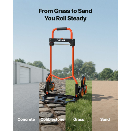 Καρότσι αναρρίχησης σκαλοπατιών VEVOR, χωρητικότητα αναρρίχησης σκαλοπατιών 54 kg, φορητό πτυσσόμενο καρότσι με τηλεσκοπική λαβή, 6 ρόδες και 2 κορδόνια ελαστικού, καρότσι αναρρίχησης σκαλοπατιών για το σπίτι, είδη παντοπωλείου, αποθήκη